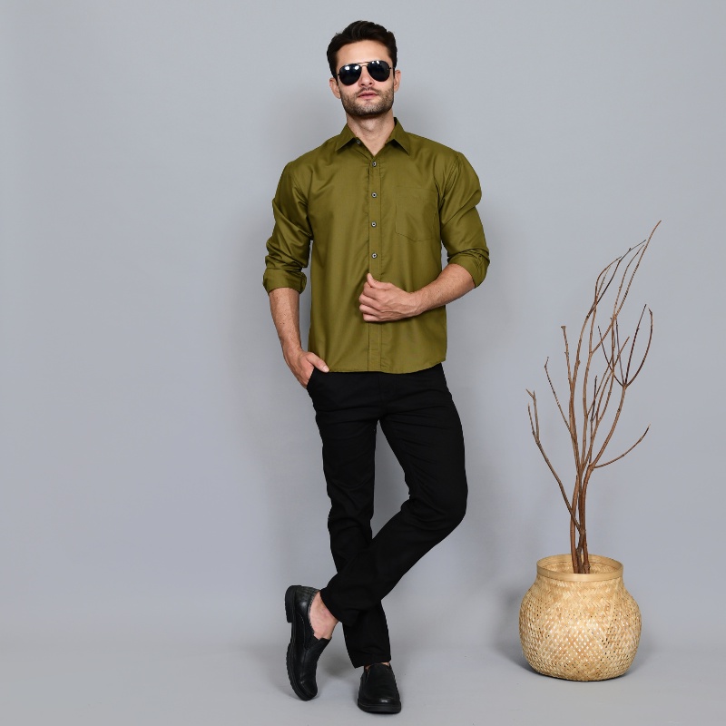 Kemeja Pria Basic Polos Lengan Panjang Slim fit Formal  Kantoran Casual - DNA Sares