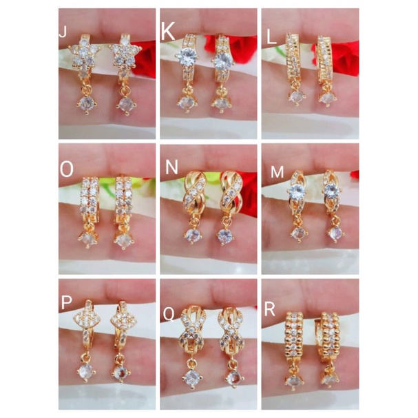 Rsdrj213. Anting xuping wanita lapis emas dgn mata zircon