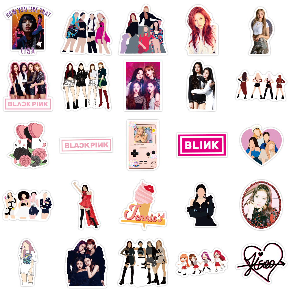 50 Pcs / set Stiker Foto KPOP BLACKPINK Bahan PVC Untuk DIY