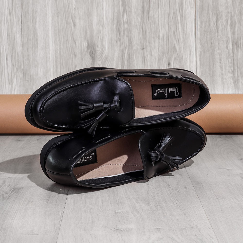PORTO BLACK |MNM x GIANT FLAMES| Sepatu Loafers Pria Formal / Kantor ORI