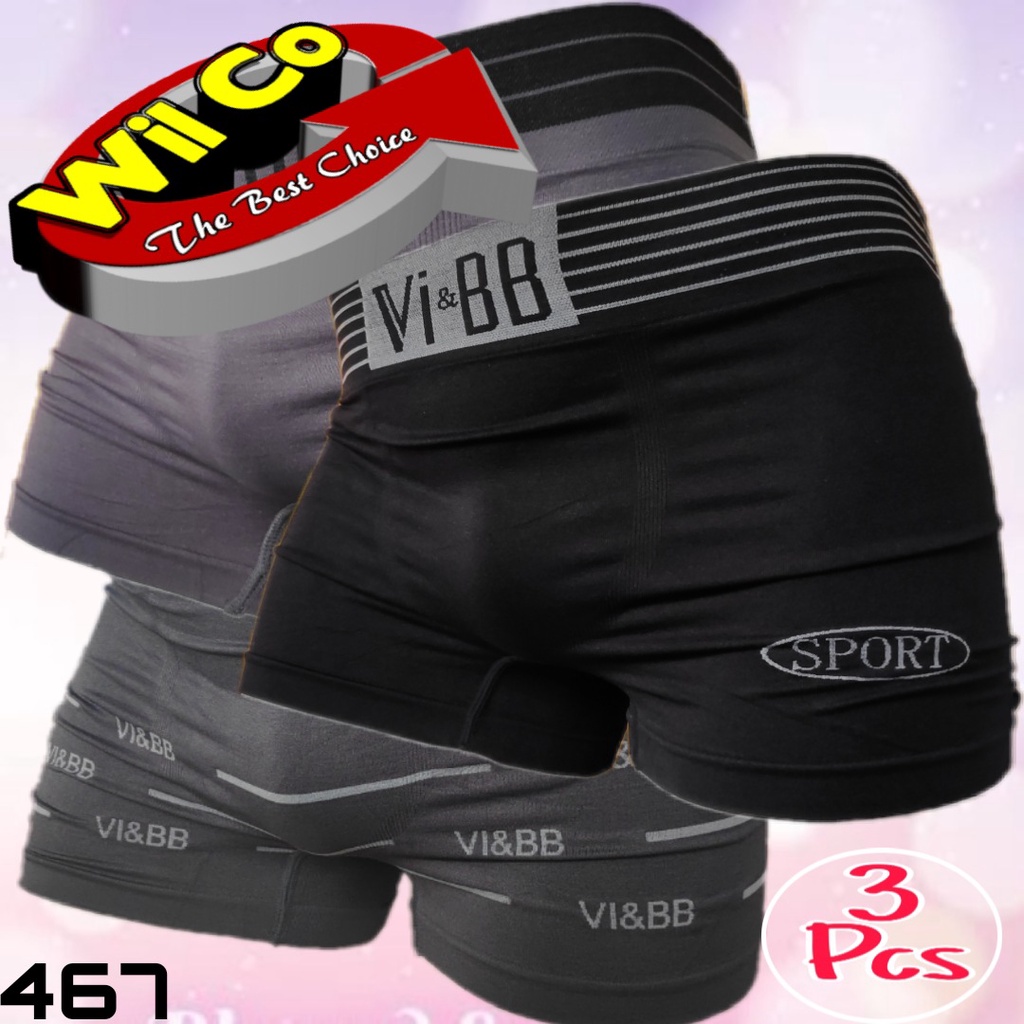 K467T - (HARGA PER 3 Pcs) CELANA DALAM BOXER PRIA DEWASA Vi BB PRIA IMPORT SIZE M - XXL