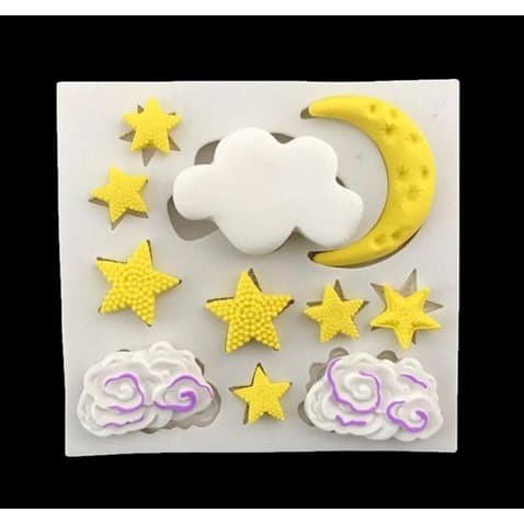 3D Silicon Mold Fondant Cake Decoration - Cloud Moon Stars