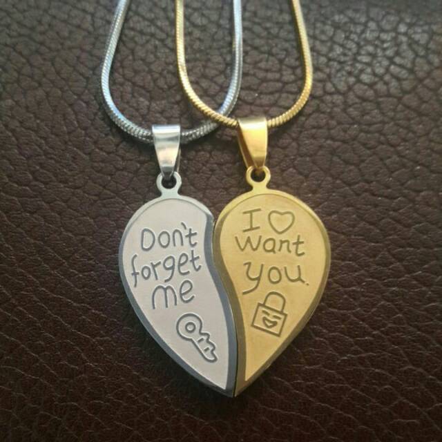 KALUNG TITANIUM COUPLE HATI DON'T FORGET ME