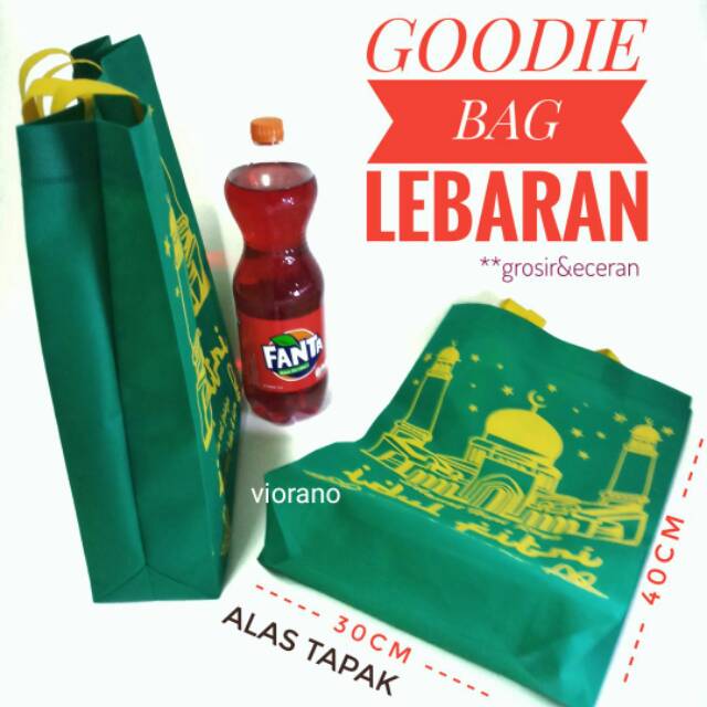 Tas Bingkisan Lebaran Model Jahit Dengan Tapak Bawah Ukuran 30x40 Goodie Bag Idul Fitri Hantaran Hari Raya