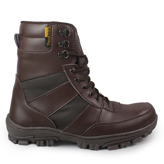 Sepatu Pria Boots Tracking Hiking / Safety Boot Ninja Pdl Coklat Ujung Besi / Sepatu Kerja Proyek