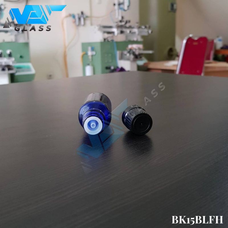 botol kaca 15ml biru tutup filler / botol essential oil 15ml