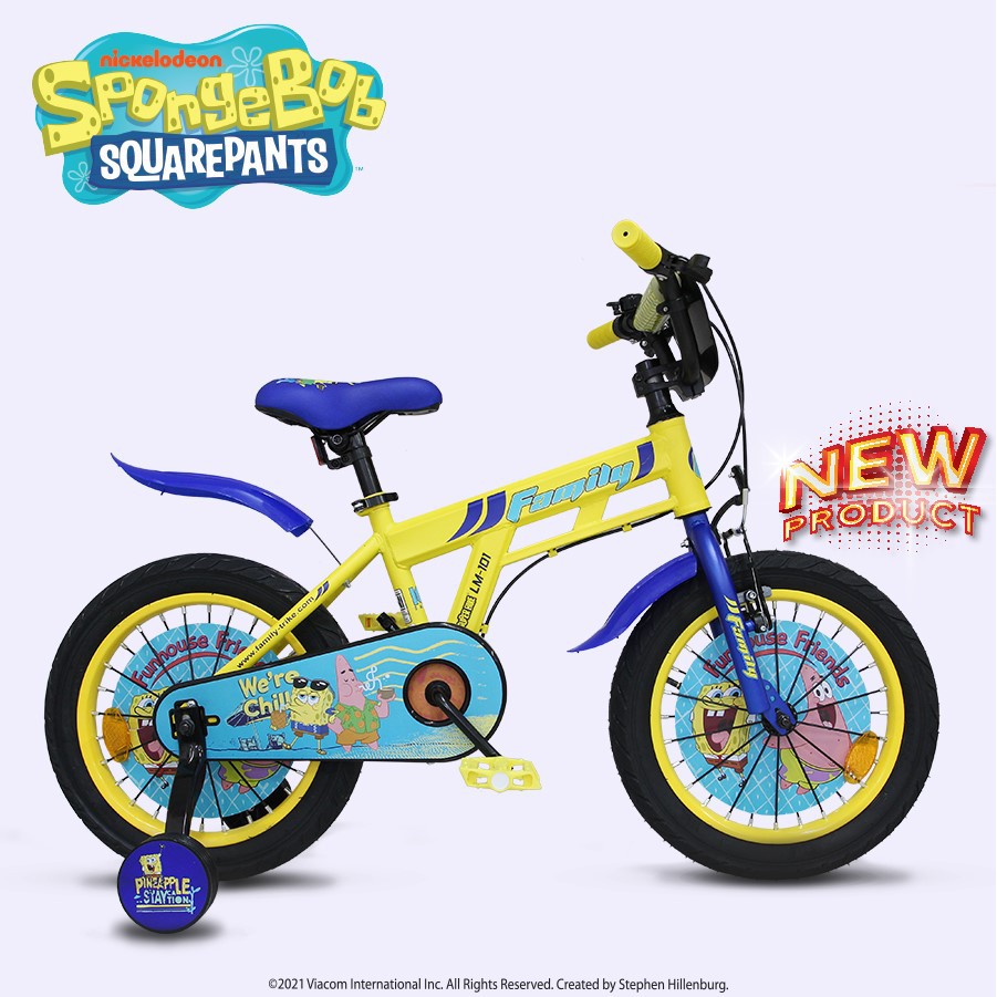 Sepeda Anak Family LM101 SpongeBob SquarePants 16" x 3.0" BMX Steel 4-7 Tahun Ban Gede Fatbike