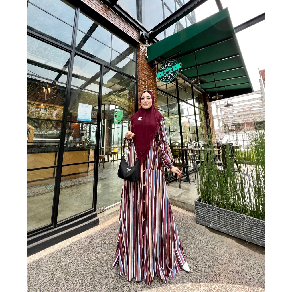 Zahira1808 Aalifa 14 Syari Bahan Ceruty Baby Doll Gamis Muslim Syari Ibu Dress Hijab Muslimah Atasan Wanita ori GlZ-4