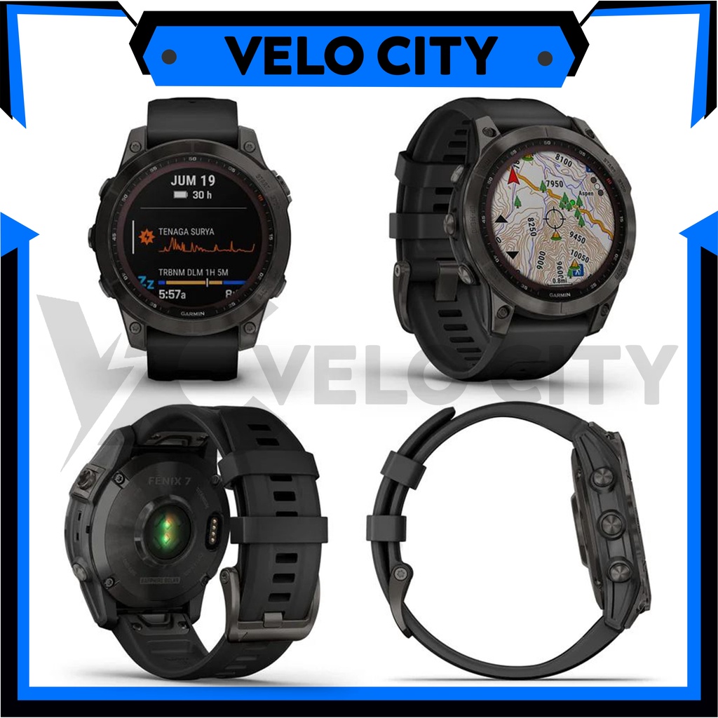 Garmin Fenix 7 Sapphire Solar - Black DLC Titanium Garansi Resmi TAM 2 Tahun