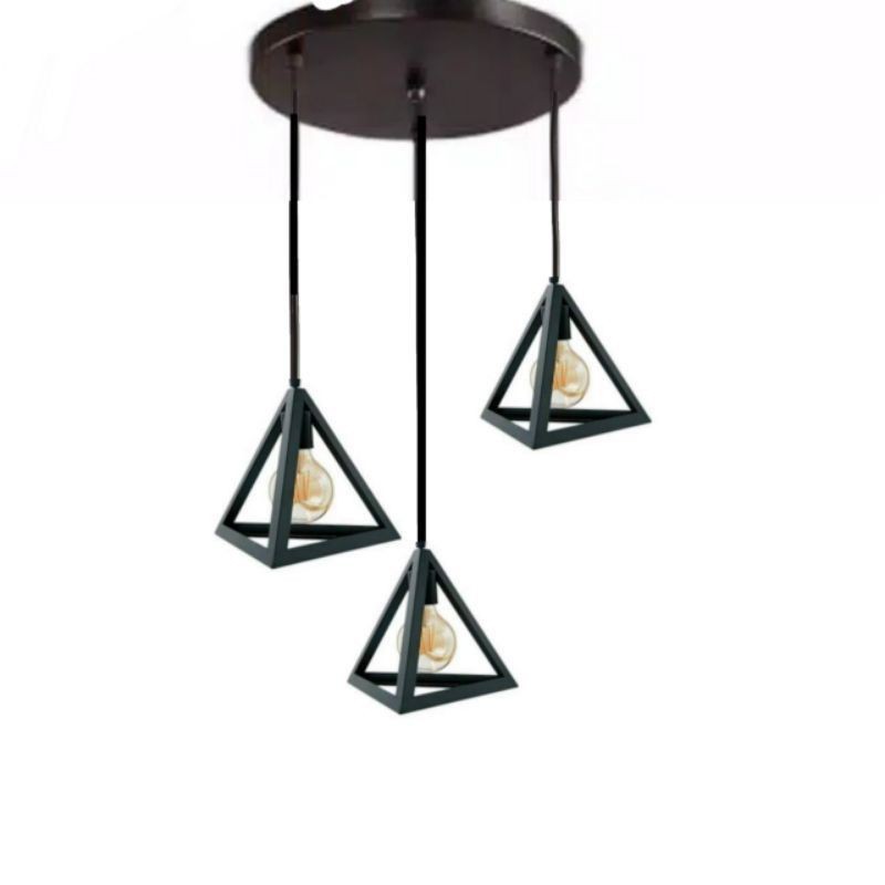 lampu hias gantung segitiga 3 in 1 kop bulat