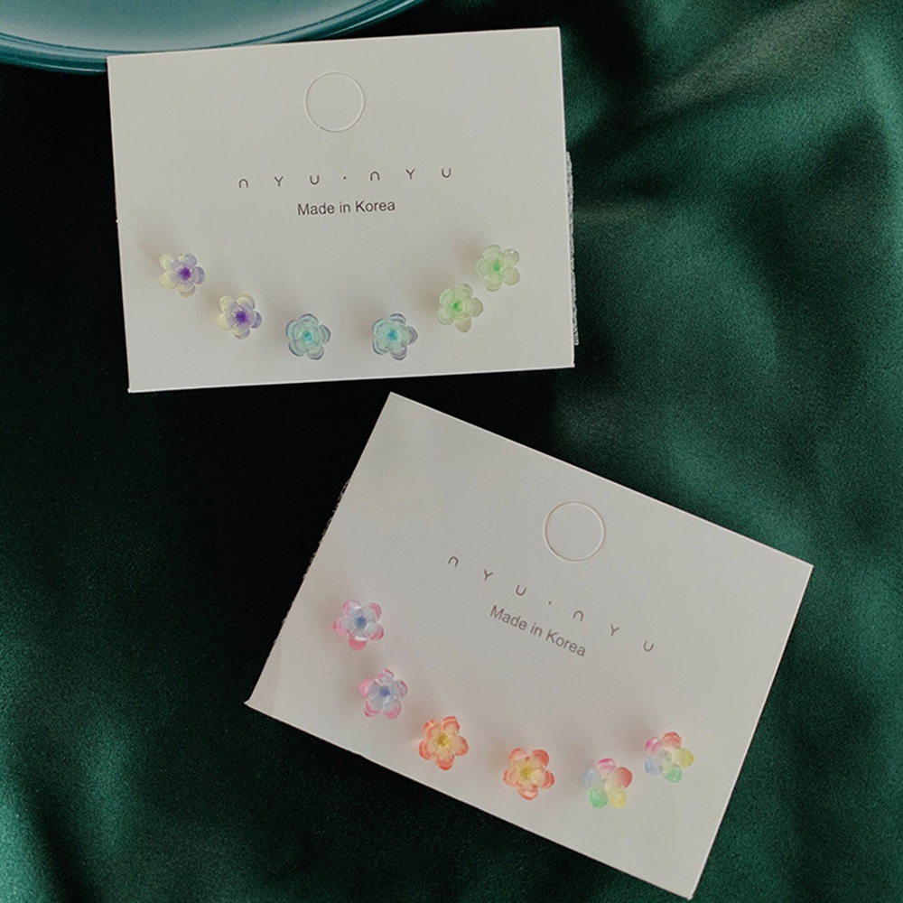 6 Pcs / set Anting Bentuk Bunga Bahan Akrilik Gaya Vintage Untuk Wanita