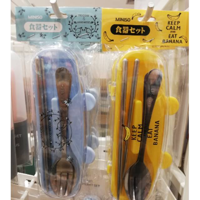 Set sendok garpu sumpit miniso cutlery