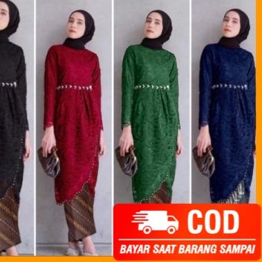 Online Deals ATR-288 KEBAYA MODERN BRUKAT TUNIK WANITA   BROKAT AMORA MUTIARA TULANG CORNELLI TEBAL