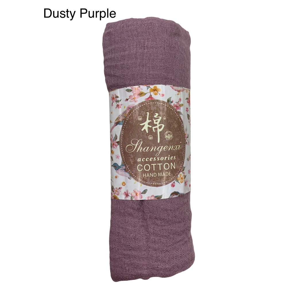 RI04-RI06 FUNSTORE HIJAB PASHMINA CRINKLE SHAWL COTTON WIDE JILBAB BAHAN KATUN PREMIUM IMPORT-Dusty Purple