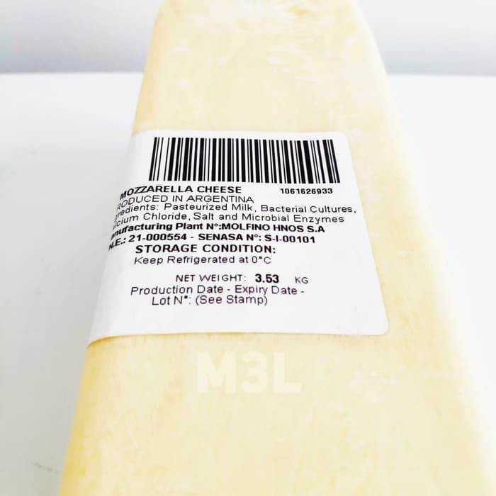 GRAB/GOJEK Keju Mozarella Saputo 3.5KG / Mozzarella Cheese