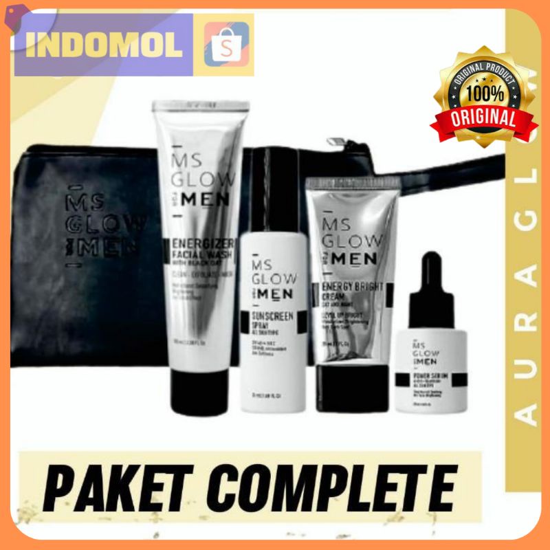 Paket Komplit Lengkap Ms Glow Men Energizer Facial Wash Sabun Cuci Wajah Pria my plus Maskulin Origi