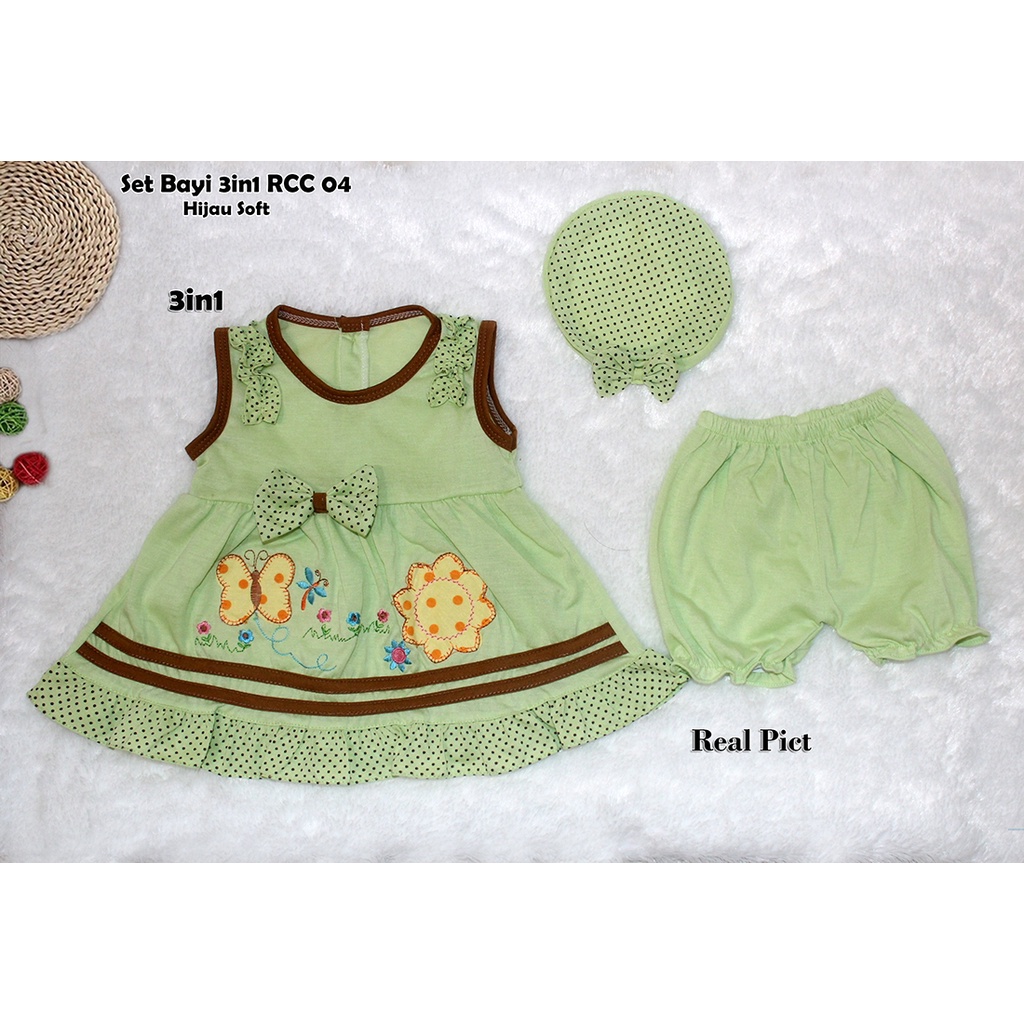 Set Baby RCC04/Baju Bayi Lekbong ( Tanpa lengan ) / Setelan Baju Dan Celana Pendek Anak Bayi + Ada TOPI