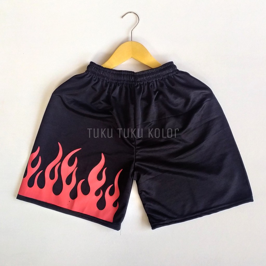 (1kg= 8pcs) Celana pendek olahraga/celana kolor/celana pendek pria/celana futsal/celana volly-ON FIRE MERAH