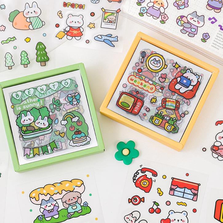 

Oke Price.. 50 Lembar/kotak Stiker Kartun Lucu Beruang Kelinci Scrapbooking DIY Serpihan Alat Tulis Dekoratif