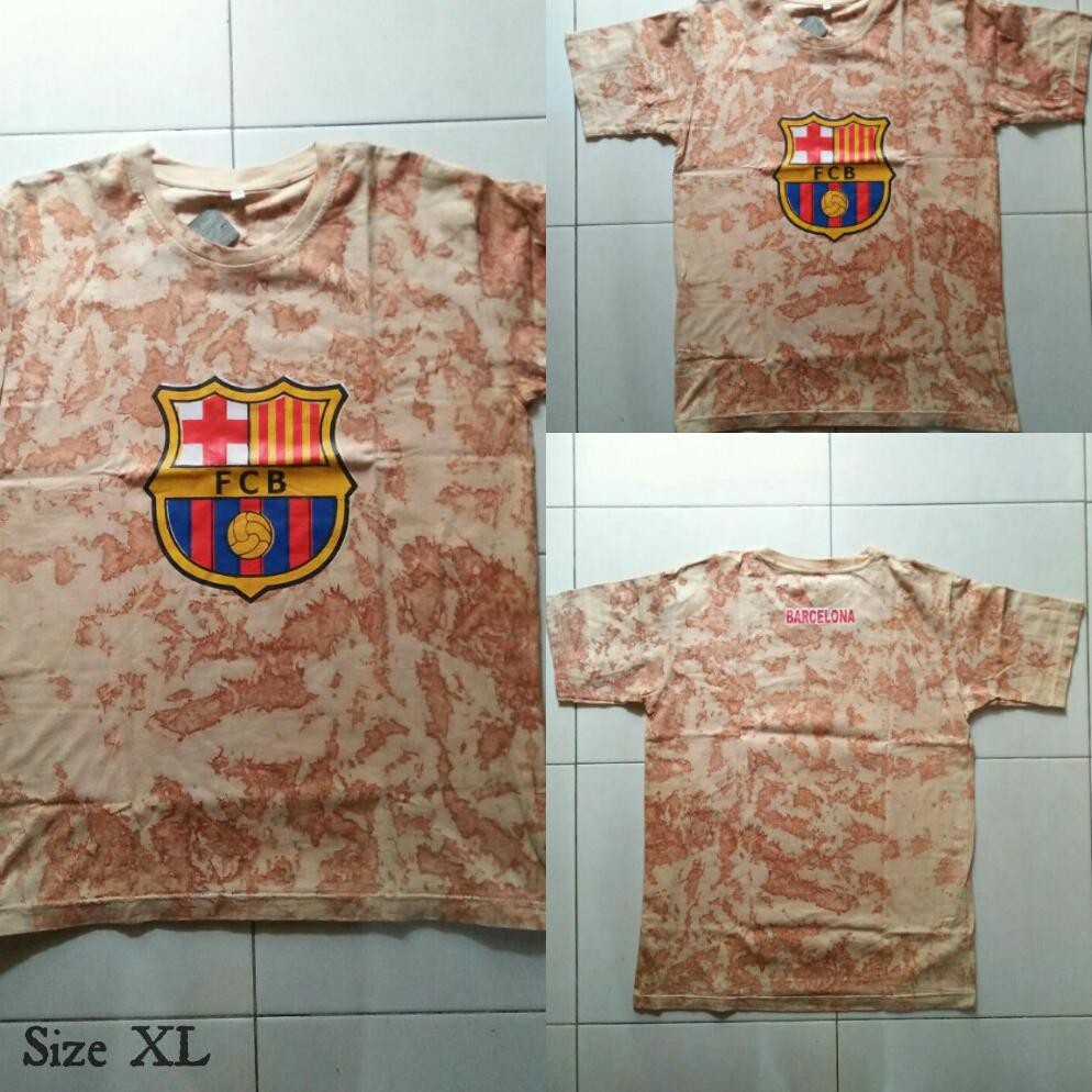 KAOS BATIK BOLA BARCELONA KHAS JOGJA/GAMBAR BOLA FCB/SIZE XL