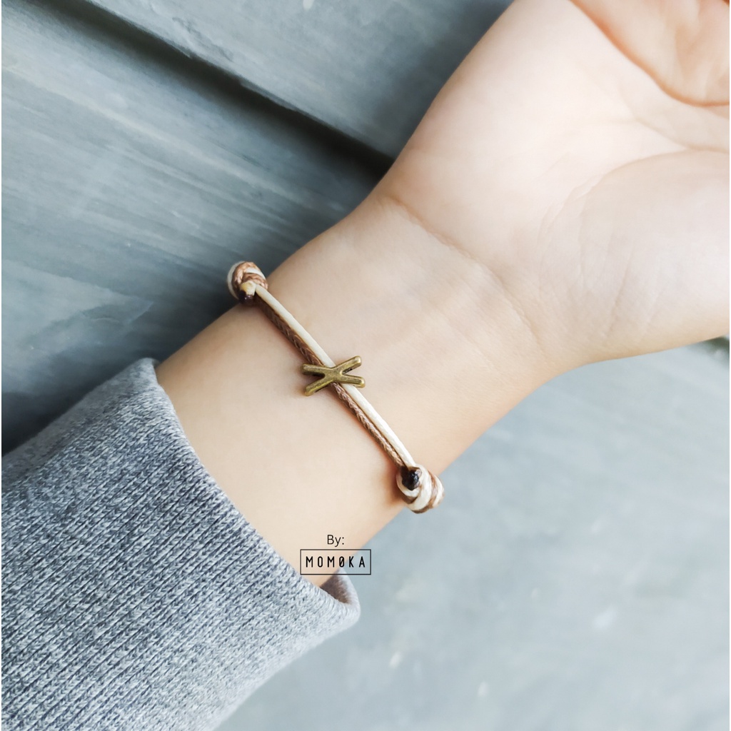 GELANG TWO TONE DUA WARNA VINTAGE Gelang tali Gelang Nama Gelang Huruf Inisial Couple