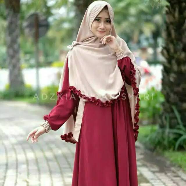 Jilbab Khimar AIRAH Khimar Jumbo Syari Rempel Belah Pita Khimar Kikis Pita 2 Warna Khimar Aira