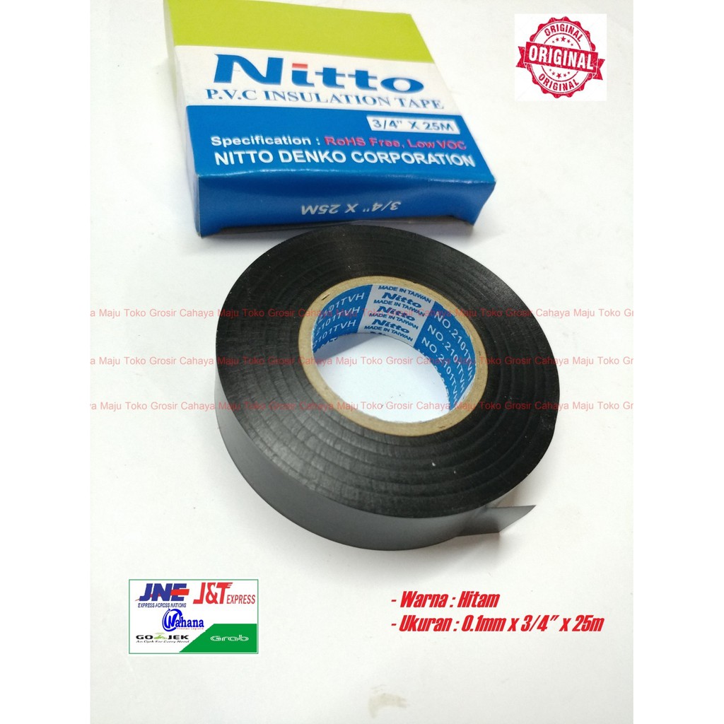 Nitto Selotip Isolasi Kabel Listrik Hitam PVC Tape