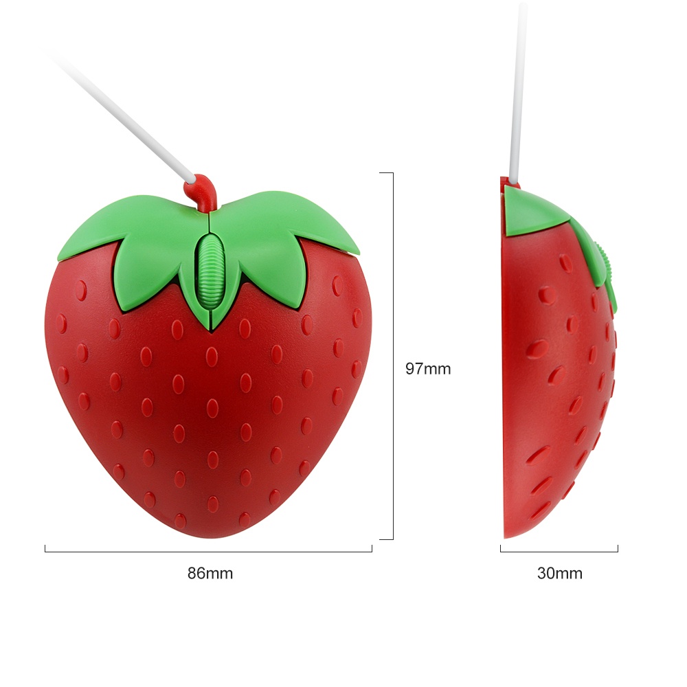 Mouse Wired Mouse Creative Cartoon Strawberry Shape Mouse Kabel DPI 800anak Belajar Mouse Komputer