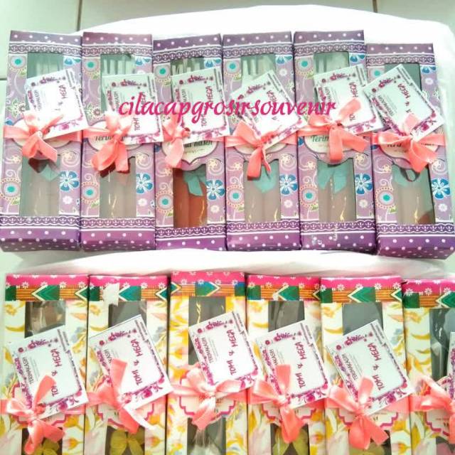 Souvenir Pernikahan Murah Sendok + Garpu Tehh Packing Box Motif Minimal Order 100 Pcs