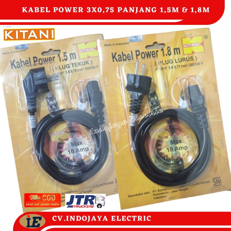 Kabel Power 3x0,75 Kitani1,5 Meter dan 1,8 Meter Kabel Power Laptop Cpu Komputer Kabel Kulkas Dll