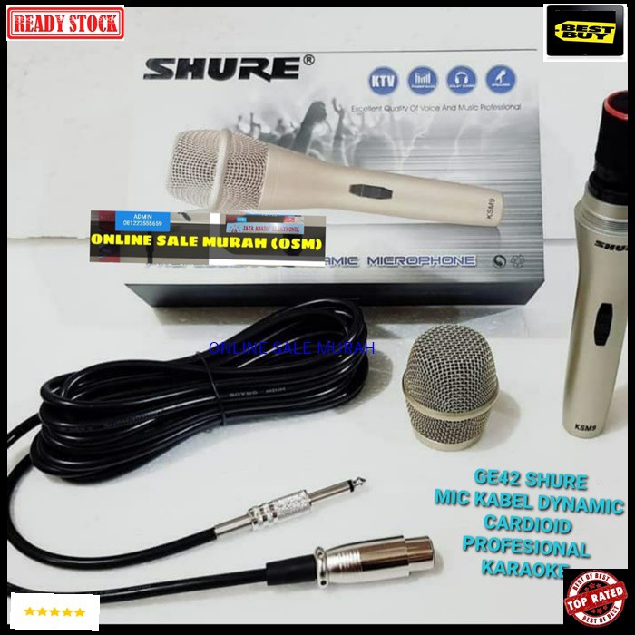 G42 Shure Mic kabel sound system Microphone dynamic cardioid profesional karaoke vocal vocal audio mik pengeras suara pro profesional vokal mikrophone G42   BISA DIGUNAKAN SEGALA JENIS AUDIO SOUND  LANGSUNG NYALA TANPA PAKAI BATERAI  Bahan dari besi metal