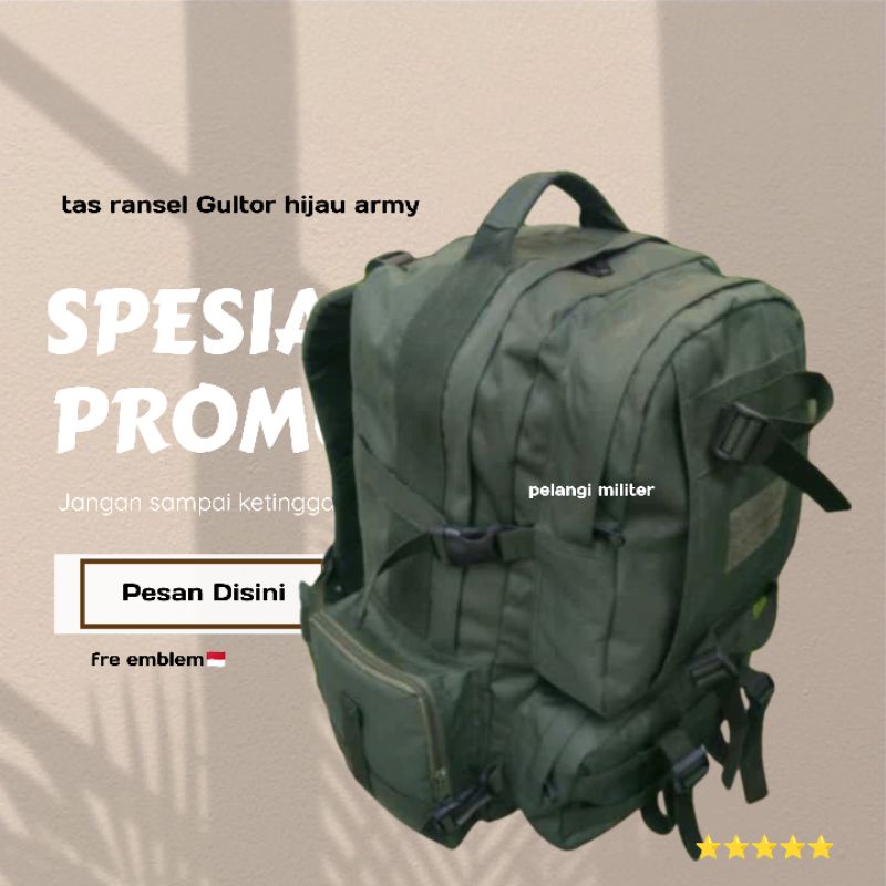 Promo super !! Tas ransel model gultor Hijau army | tas gendong Jumbo 511 | fre emblem  | Ready stok!!!