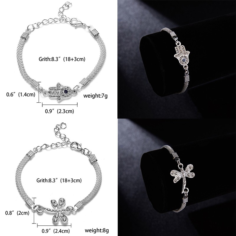 Gelang Tangan Rantai Lapis silver 925 Aksen infinity / Salib / Hati / Hewan Untuk Perhiasan Wanita