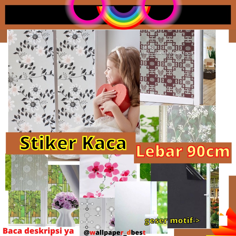 WALL STICKER STIKER KACA LEBAR 90CM WALPAPER FILM DEKORASI PINTU RUMAH JENDELA KAMAR MANDI SANBLAST 