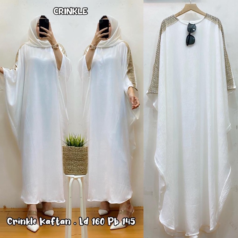 Crinkle Kaftan / Baju lebaran / Kaftan Putih / Kaftan Hitam