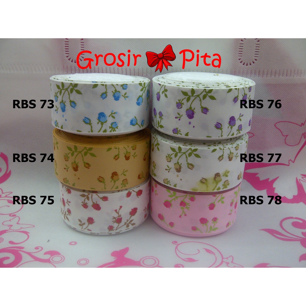 

(25 yard) Pita Grosgrain Motif Bunga RBS 73,74,75,76,77,78 | Toko Bahan Craft | Grosir Pita