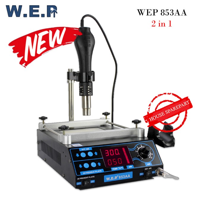 WEP 2 in 1 digital SMD infrared Preheater Rework 853AA Hitam Original