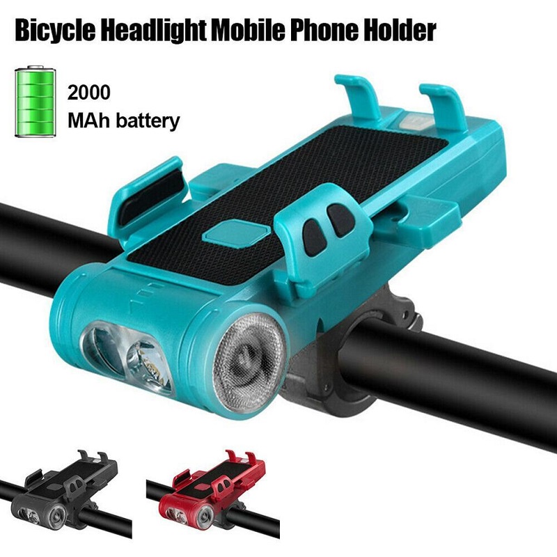 Mi.more Lampu Led 5 In 1 Sepeda 500 LM + Holder Braket Handphone + Bel Bell + Power Bank 3500mah/2000mah Bicycle Horn Light Mobile Phone Holder