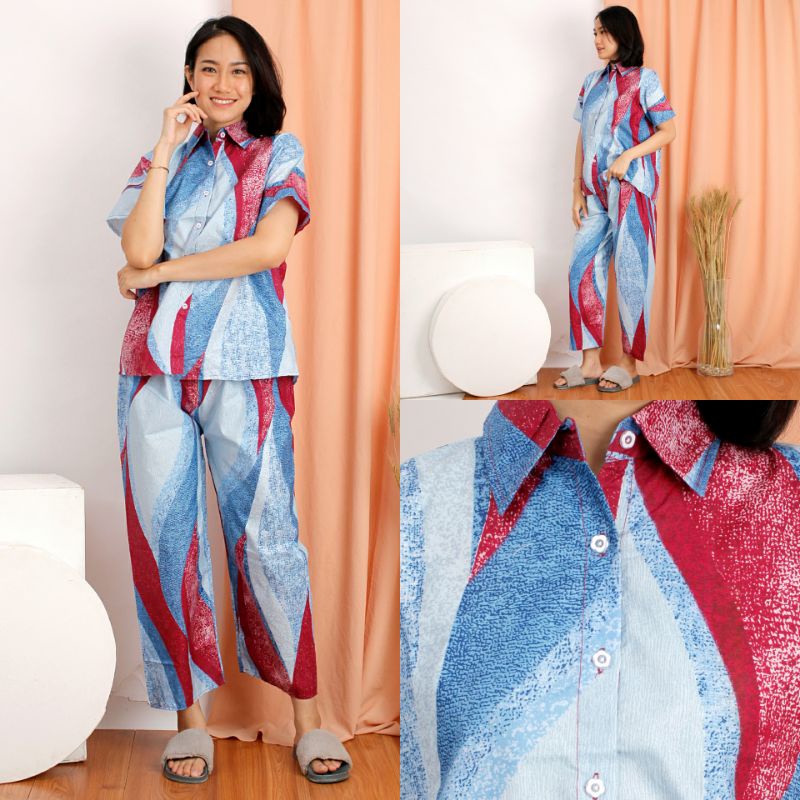 Setelan Kemeja Tangan PENDEK Reina Katun Banyak Motif Setelan Kemeja Tangan PENDEK Reina Katun Banyak Motif