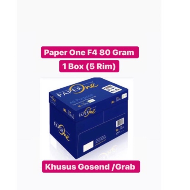 

PAPER ONE F4 80 GRAM/FOTOCOPY PAPER MURAH /PRINT PAPER HVS KHUSUS GOSEND GRAB MAX : 2 BOX