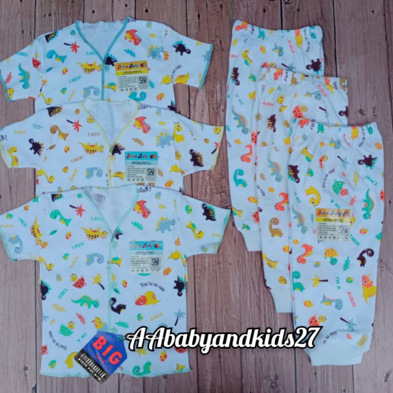 DAPAT 3STEL!!!AIRIN Setelan Bayi CPR Baju Bayi Lengan Pendek Celana Panjang Usia Newborn SNI