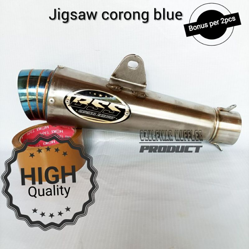 Slincer Knalpot DPJ Sarangan Setengah Separo Suara Helikopter Jigsaw Silincer slincer tabung knalpot jigsaw jiksaw fantera fanterra pantera stainles sarangan setengah-BSS CORONG SEMI BLUE