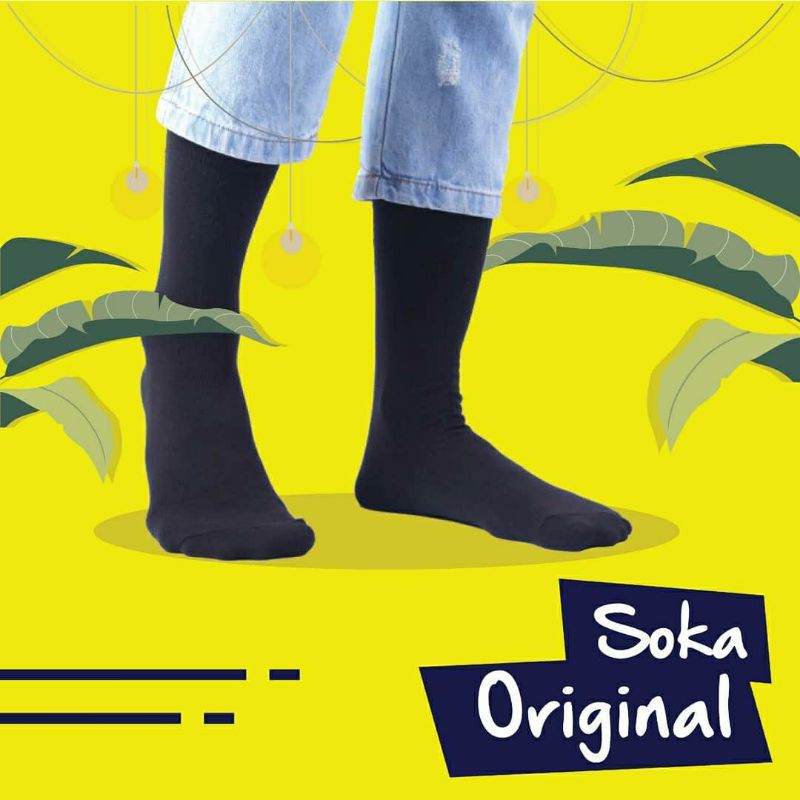 Kaos Kaki SOKA Original - Size M Basic Polos (Tanpa Jempol)