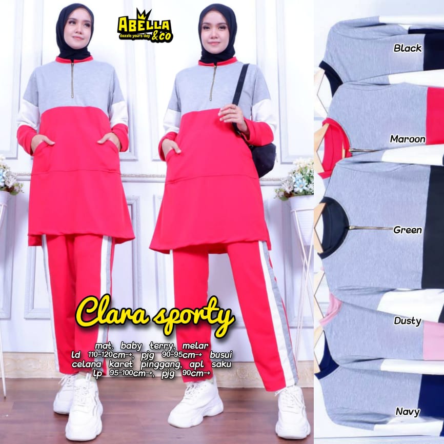 CLARA SETELAN / 20.7 / BAHAN BABYTERRY / LD 110-120 / ALLSIZE JUMBO / ONESET OLAHRAGA / ABELLA