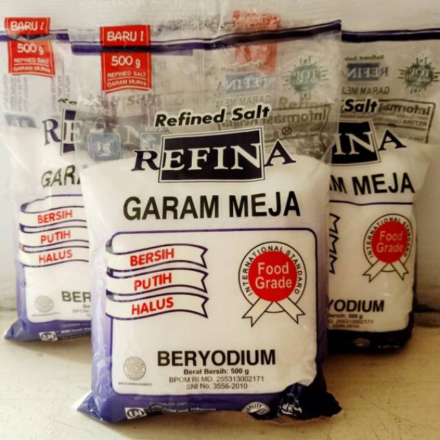 

GARAM MEJA REFINA 500GR - garam meja beryodium - garam masak - garam bumbu dapus - garam halus - garam kasar