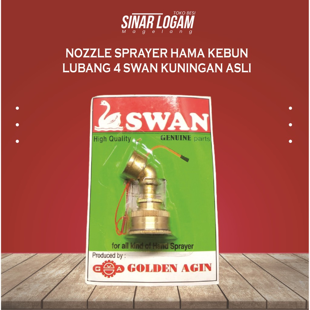 NOZZLE SPRAYER KEPALA SPUYER HAMA KEBUN LUBANG 4 SWAN KUNINGAN ASLI