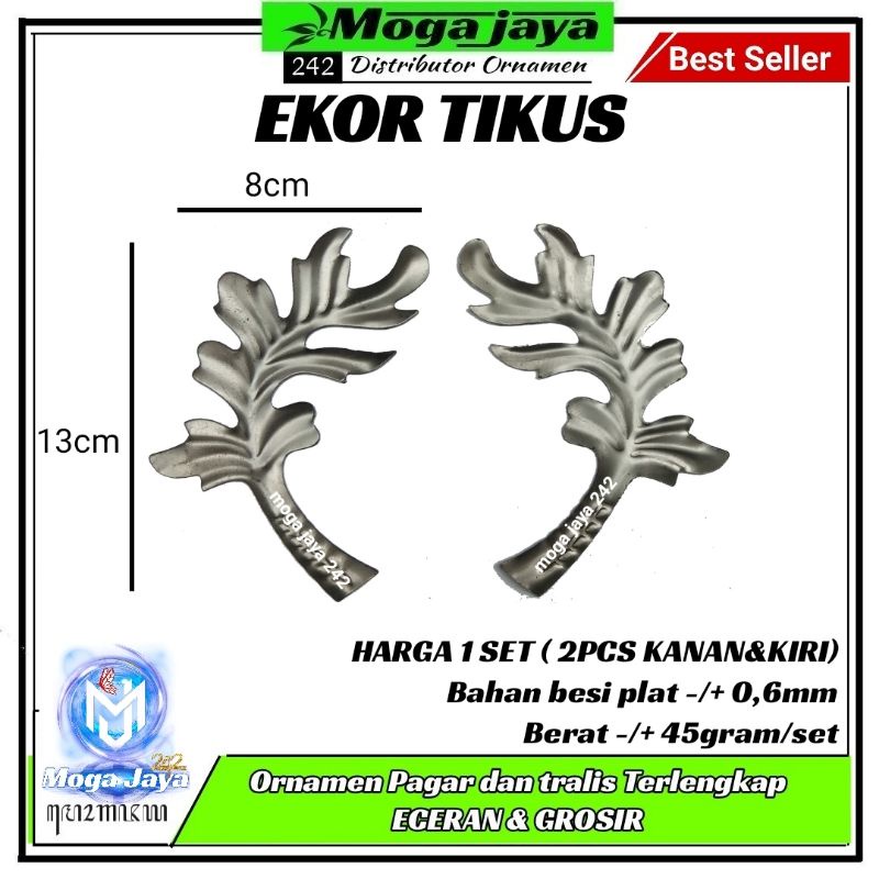 1 set ekoran daun ornamen pintu tralis