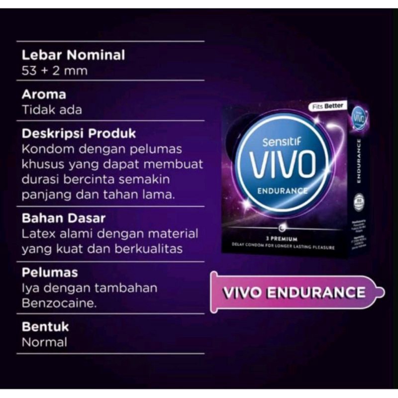 Privasi AMAN !! Kondom Sensitif Vivo Endurance isi 3