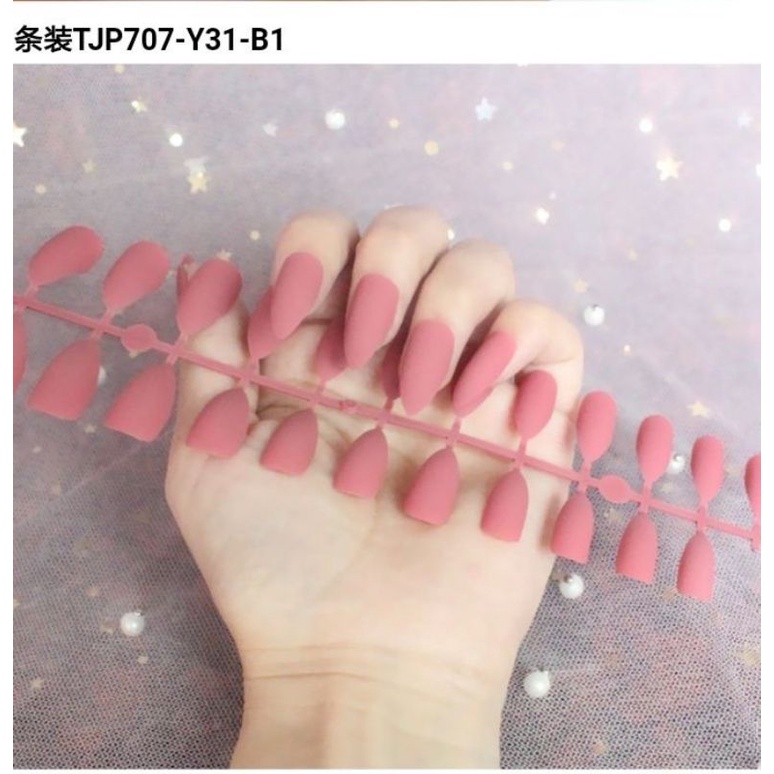 Kuku Palsu polos/False nails Warna doff 24pcs,Doff(blm ada lem)