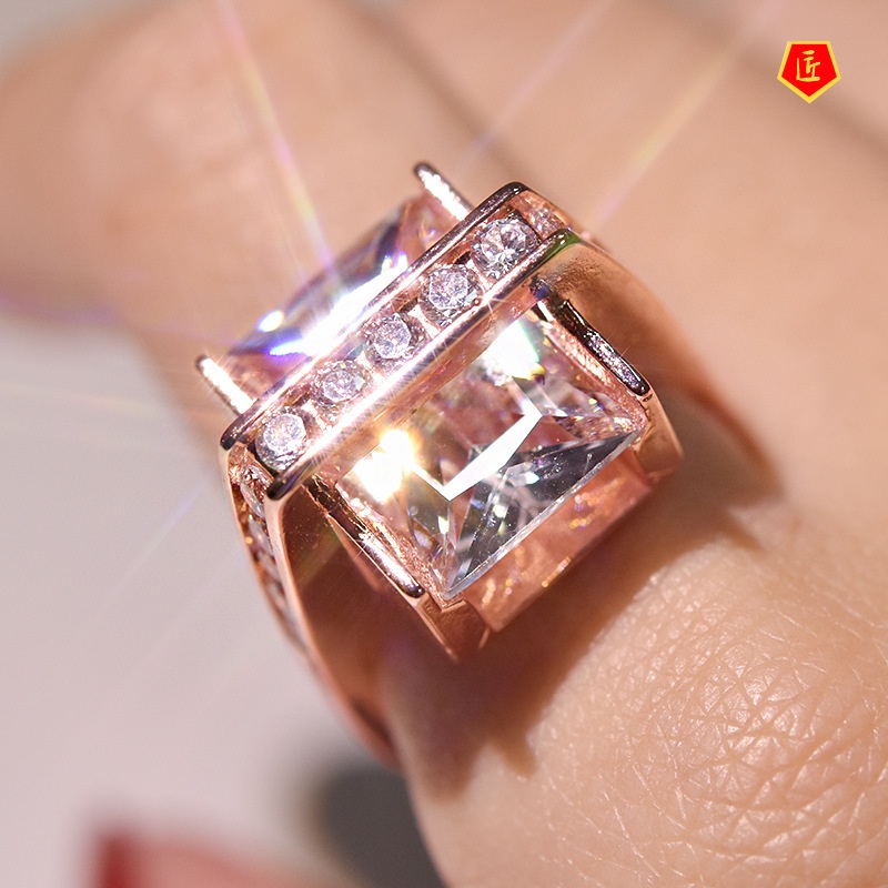 [Ready Stock]Fashion Personality 14K Rose Gold Micro Inlaid with Diamond Ring